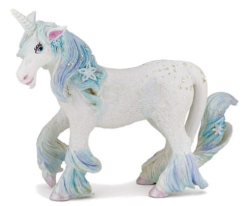 Papo Blue Ice Unicorn with Spiral Ice Horn and Flowing Mane