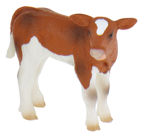 Bullyland Calf Mona - Brown/White #62630 Manufacturer Picture side View