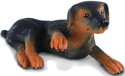 CollectA Doberman Pinscher Puppy - Lying on its back with one paw up in the air.