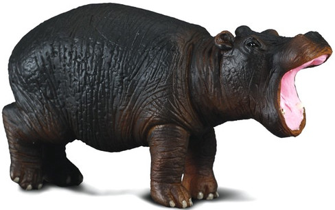 CollectA Hippopotamus Calf - Mouth Open with bright Pink inner mouth