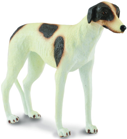 CollectA Greyhound - White greyhound dog with black patches on body.