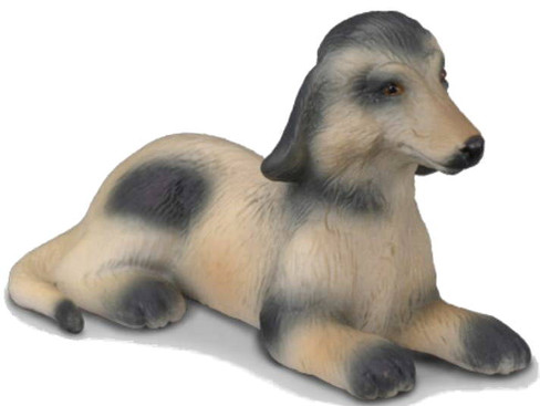 CollectA Afghan Hound Puppy - Cute puppy lying on its stomach with its head up