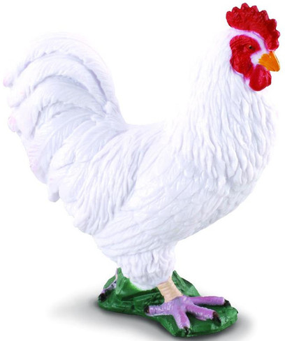 CollectA White Cockerel - Brilliant White Rooster with Red Comb - Manufacturer Picture 