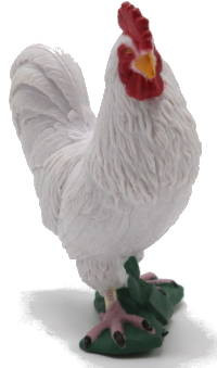 CollectA White Cockerel - Brilliant White Rooster with Red Comb - Front View