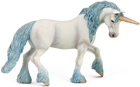 Papo Magic Unicorn with Glittery Blue Mane and Tail and Gold Horn