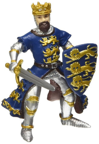 King Richard Figure in Blue Tunic with Sword and Shield