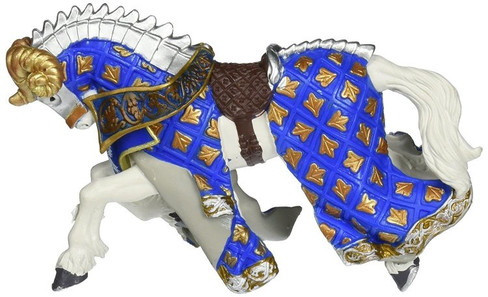 Papo Horse of the Ram Knight with Ram Horns on Helmet