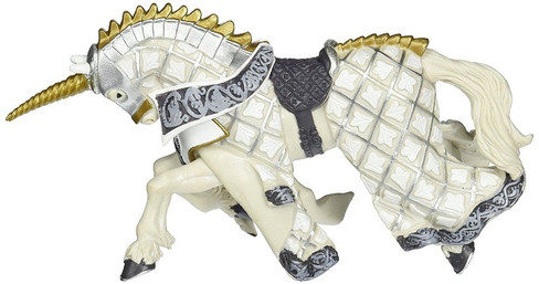 Papo Horse of the Unicorn Knight with Battle Horn on Helmet