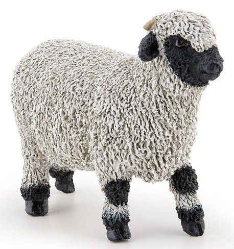 Papo Valais Black Nose Sheep #51194 - Woolly coat, black face - Manufacturer Image