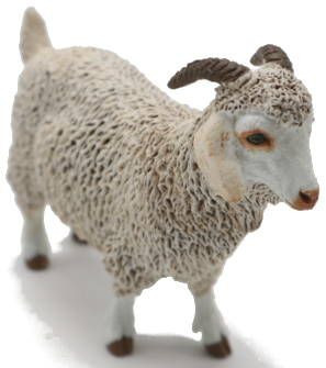 Papo Angora Goat with Shaggy Fur - Front Angle View
