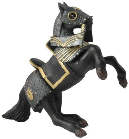 Papo Armored Black Horse - Rearing or Trotting Pose