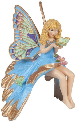Papo Blue Child Elf holding a butterfly in a sidesaddle pose.
