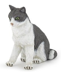Papo Black and White Cat in a Sitting Position