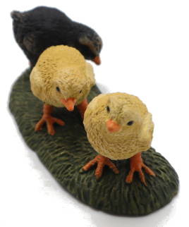 Papo Baby Chicken Figure - 3 Chicks - Front Angle View