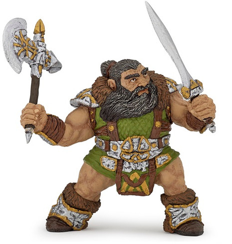 Papo Dwarf Warrior with Axe and Broad Sword