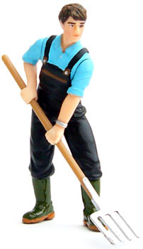 Papo Gardener Figure Holding Picthfork - Shovelling Manure - Green Boots