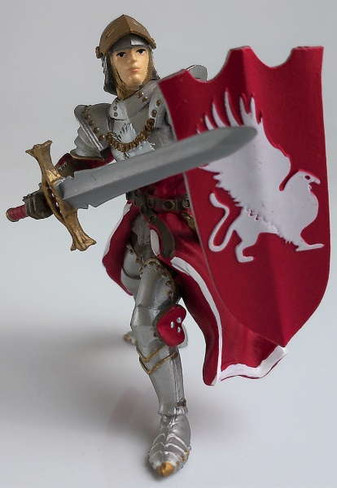 Papo Red Griffin Knight with Sword and Shield - Close Up View