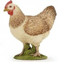 Papo Red Hen with Green, Grassy Base