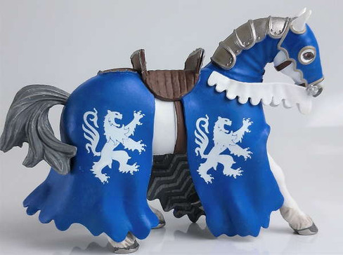 Papo Lion Spear Knight Horse Blue - Left Side View