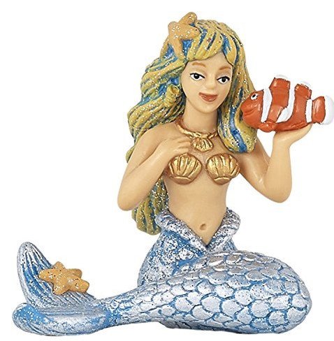 Papo Mermaid Figure - Sitting position holding a clownfish.