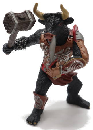 Papo Minotar with War Hammer and Sword - Front View
