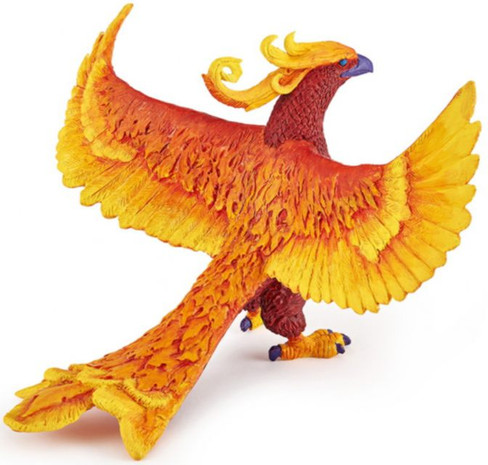 Papo Phoenix - Vibrant Orange and Yellow Coloring with Wings Spread wide.
