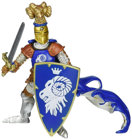 Papo Ram Knight - Blue w Ram head on Helmet