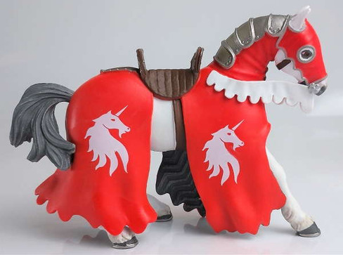 Papo Unicorn Spear Knight Horse Red - Left Side View