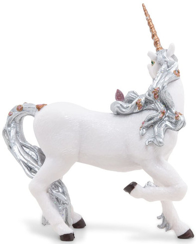 Papo Unicorn w/ Butterfly - Silver - Side View