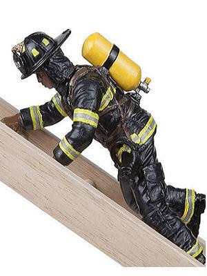Papo Fireman in Black Fire Fighting Suit in Ladder Climbing Pose
