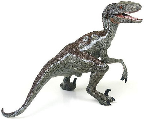 Papo Velociraptor in Green and Brown Coloring - Moveable Jaw