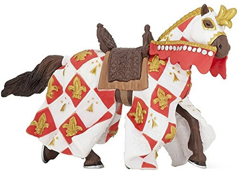 Papo War Horse with White Fleur de Lys Caparison