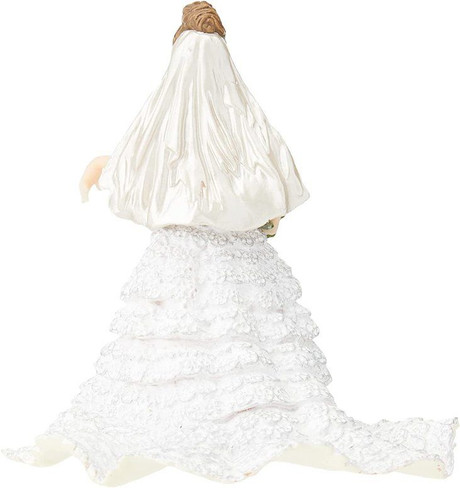 Papo - White Lace Bride with Veil and Bouquet - Rear View
