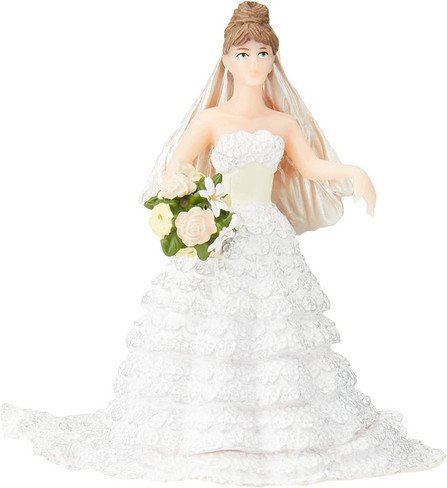 Papo - White Lace Bride with Veil and Bouquet - Front View