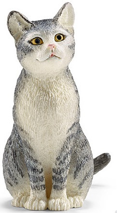 Schleich Toy Farm Life Figure - Grey Cat - Sitting